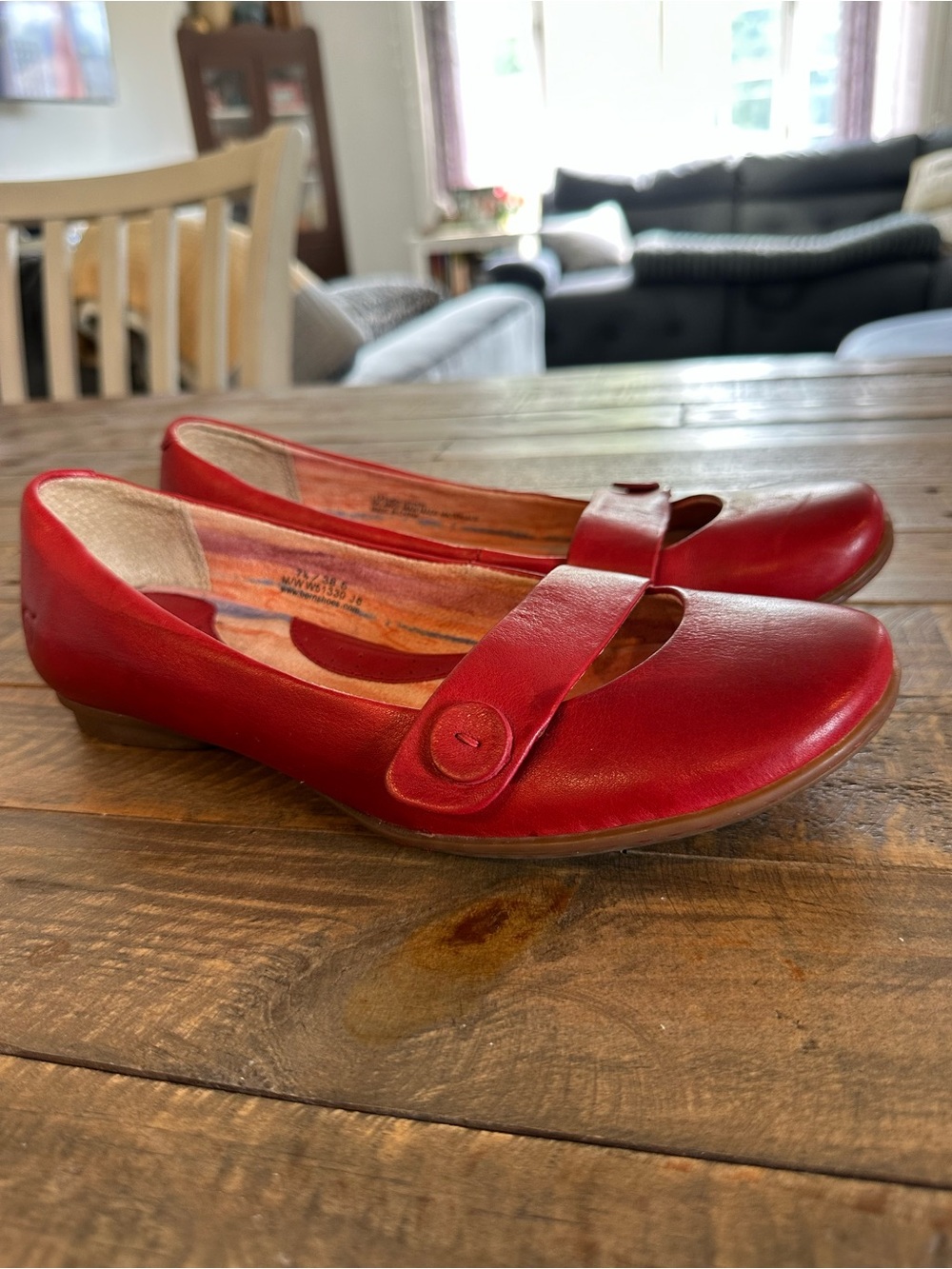 Born Red Leather Mary Jane Flats Size 7.5